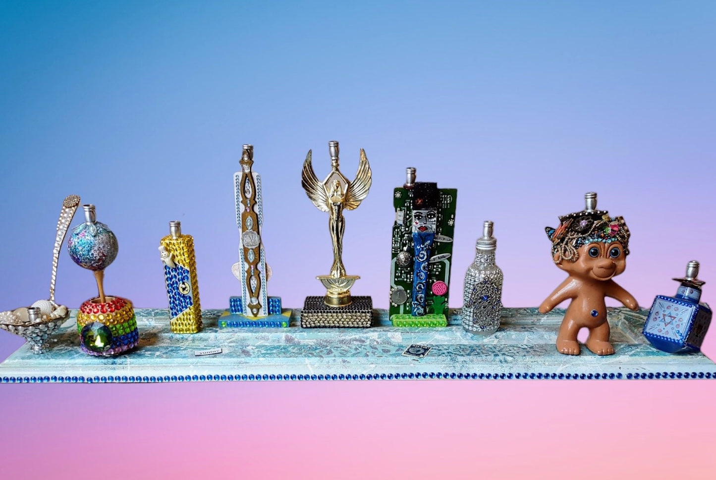 Eclectic Menorah: Upcycled Trophy & Toy Hanukkiah
