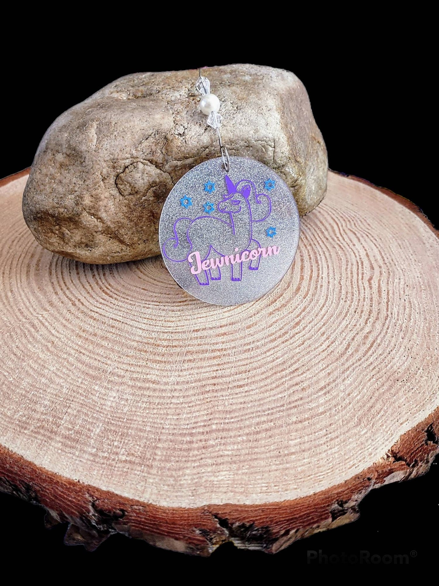 Jewnicorn Ornament, Rainbow Unicorn, Hanukkah Decoration