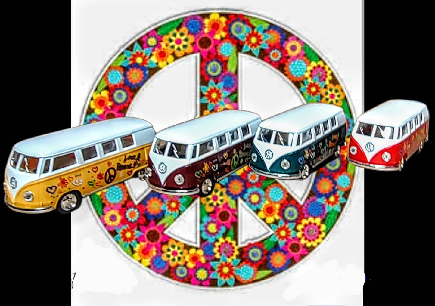 VW and school bus Psychedelic Hippie Menorah