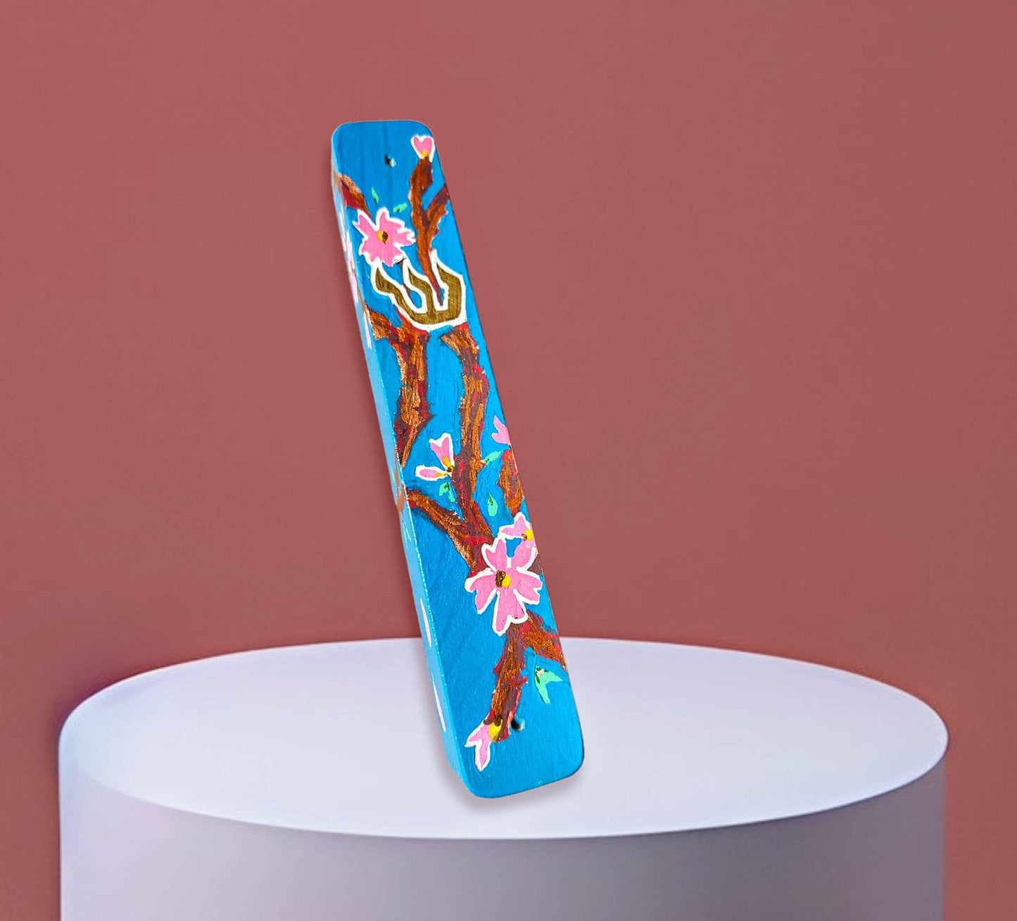 Dreidel and Mezuzah Set- Cherry blossom Jewish home Judaica Hanukkah housewarming