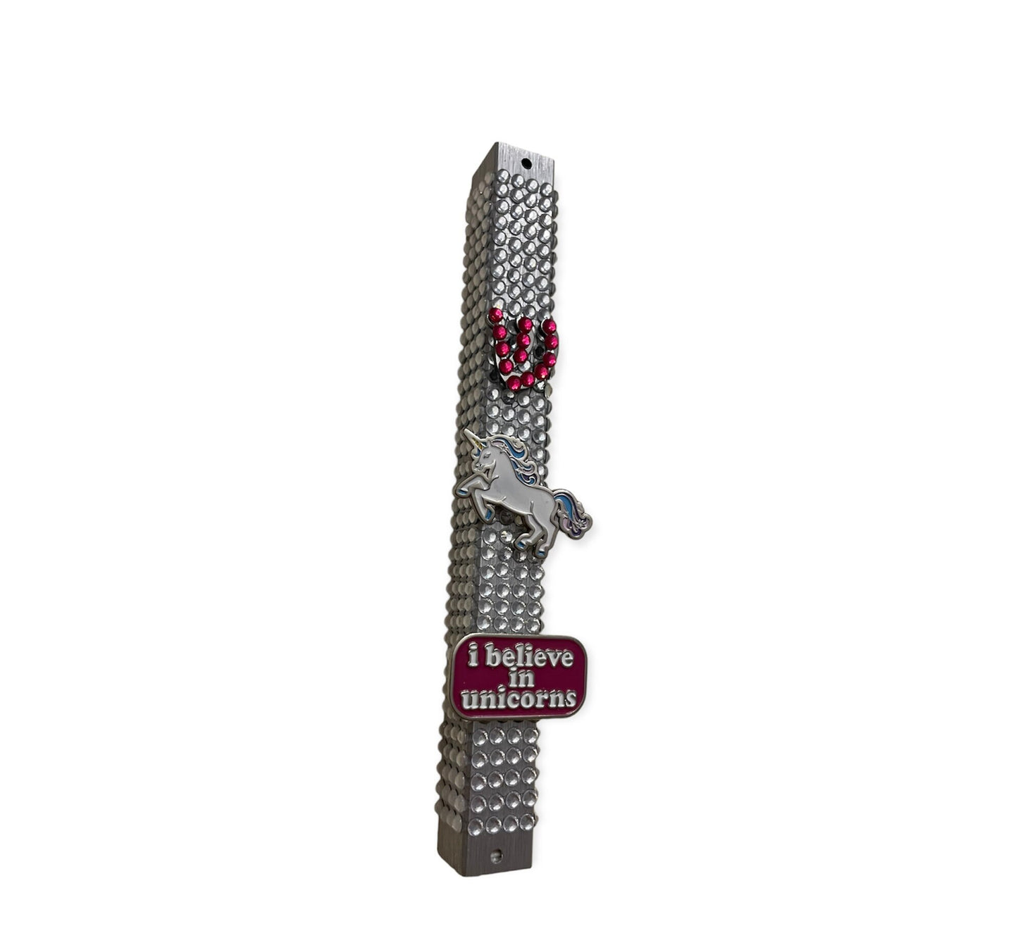 I Believe in Unicorns Sparkly Rhinestone Mezuzah Case