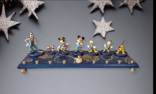 Mickey Mouse 50th Anniversary Collectors Edition Menorah Classic Disney Judaica Hanukkiah Repurposed Toy Minnie Donald Daisy Duck Goofy
