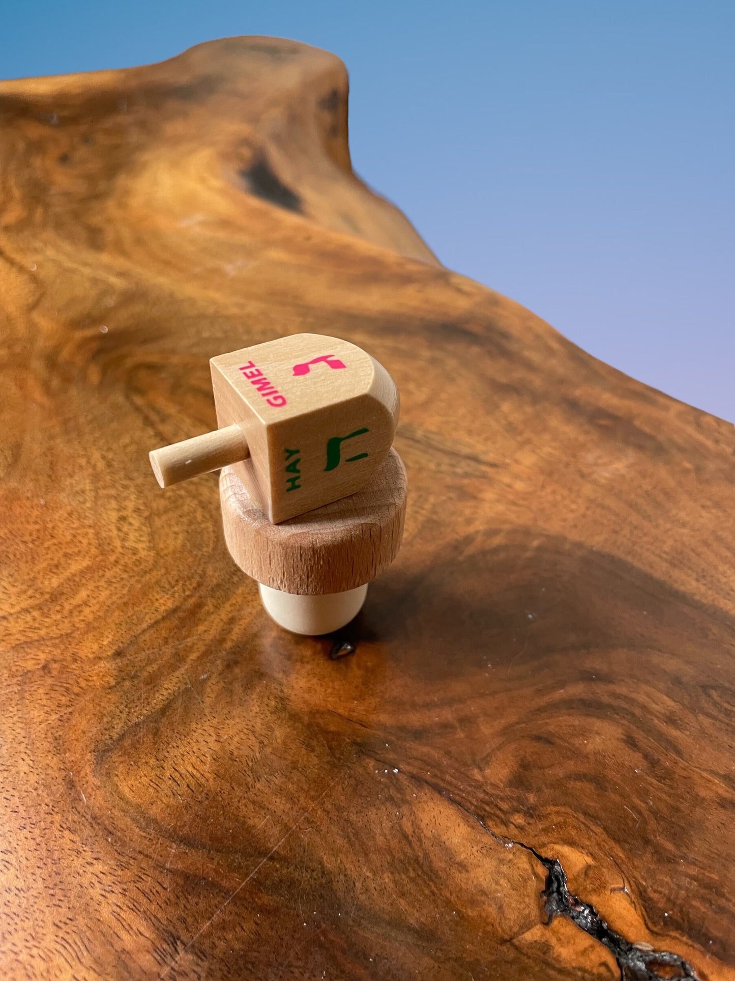 Dreidel Wine Stopper- Hanukkah wooden wine cork
