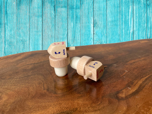Dreidel Wine Stopper- Hanukkah wooden wine cork