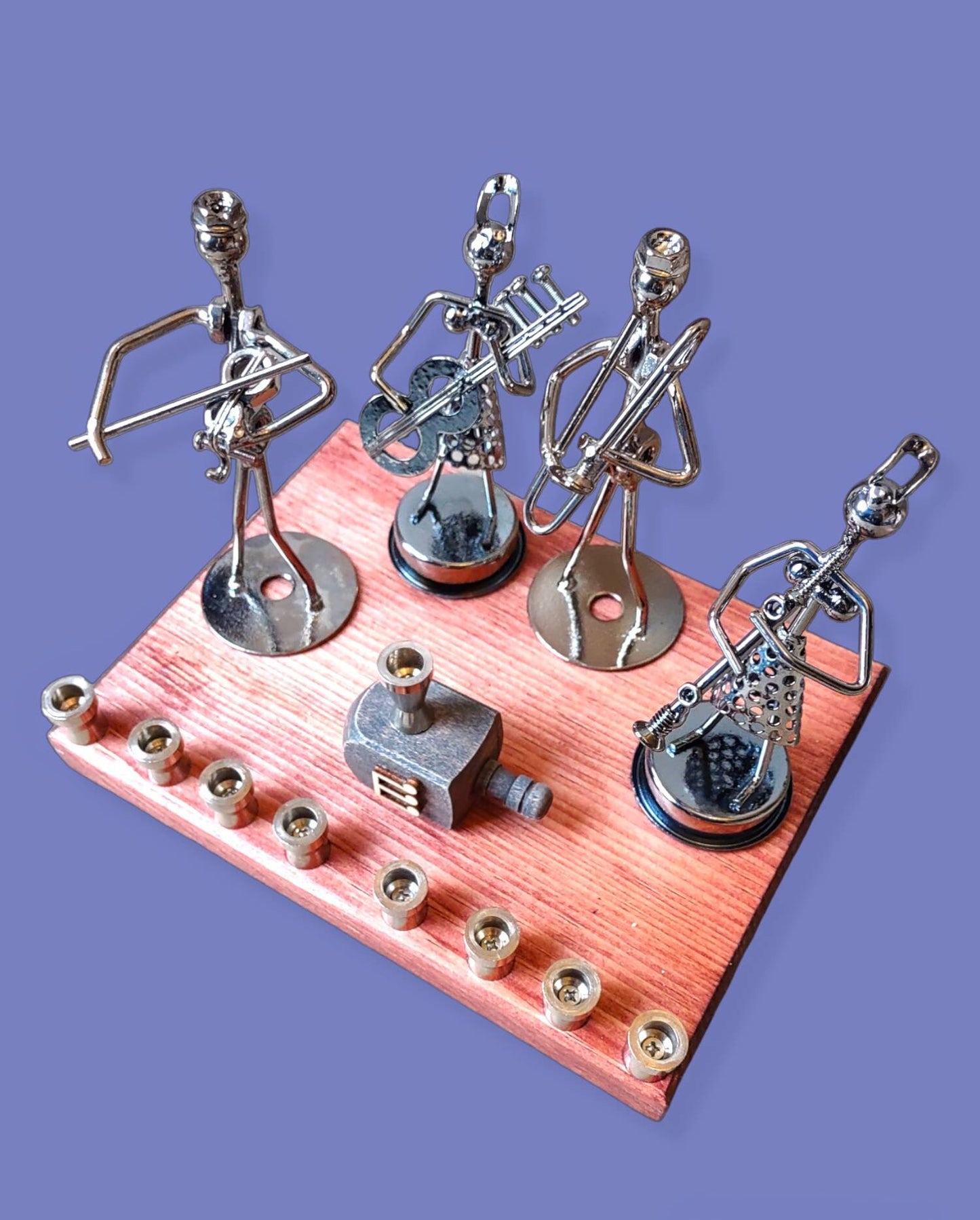 Iron Art Repurposed hardware Musical Quartet Flute Guitar Hanukkah candle holder unique