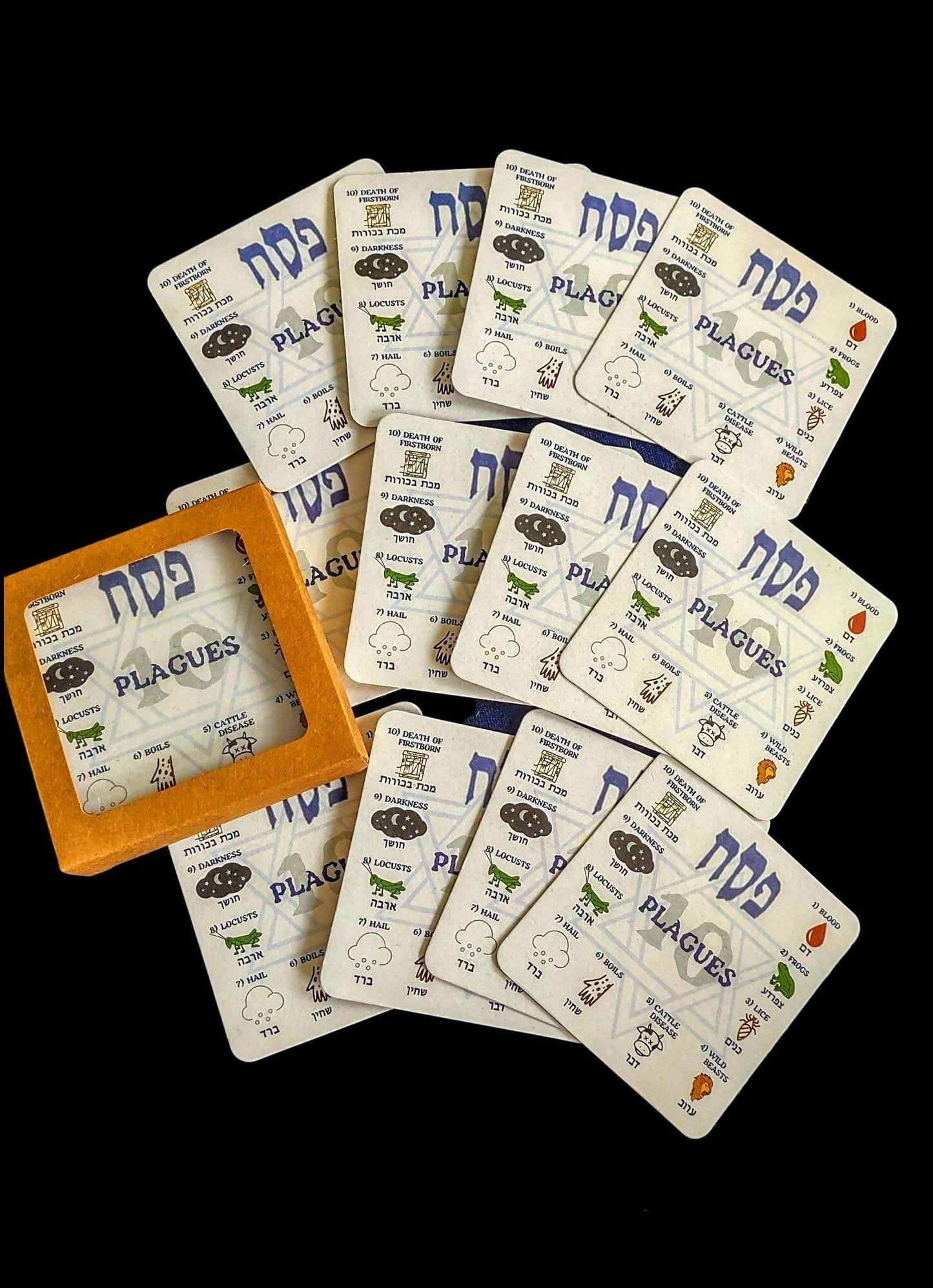 Passover Seder Ten 10 Plagues Coasters Set Jewish Judaica Pesach