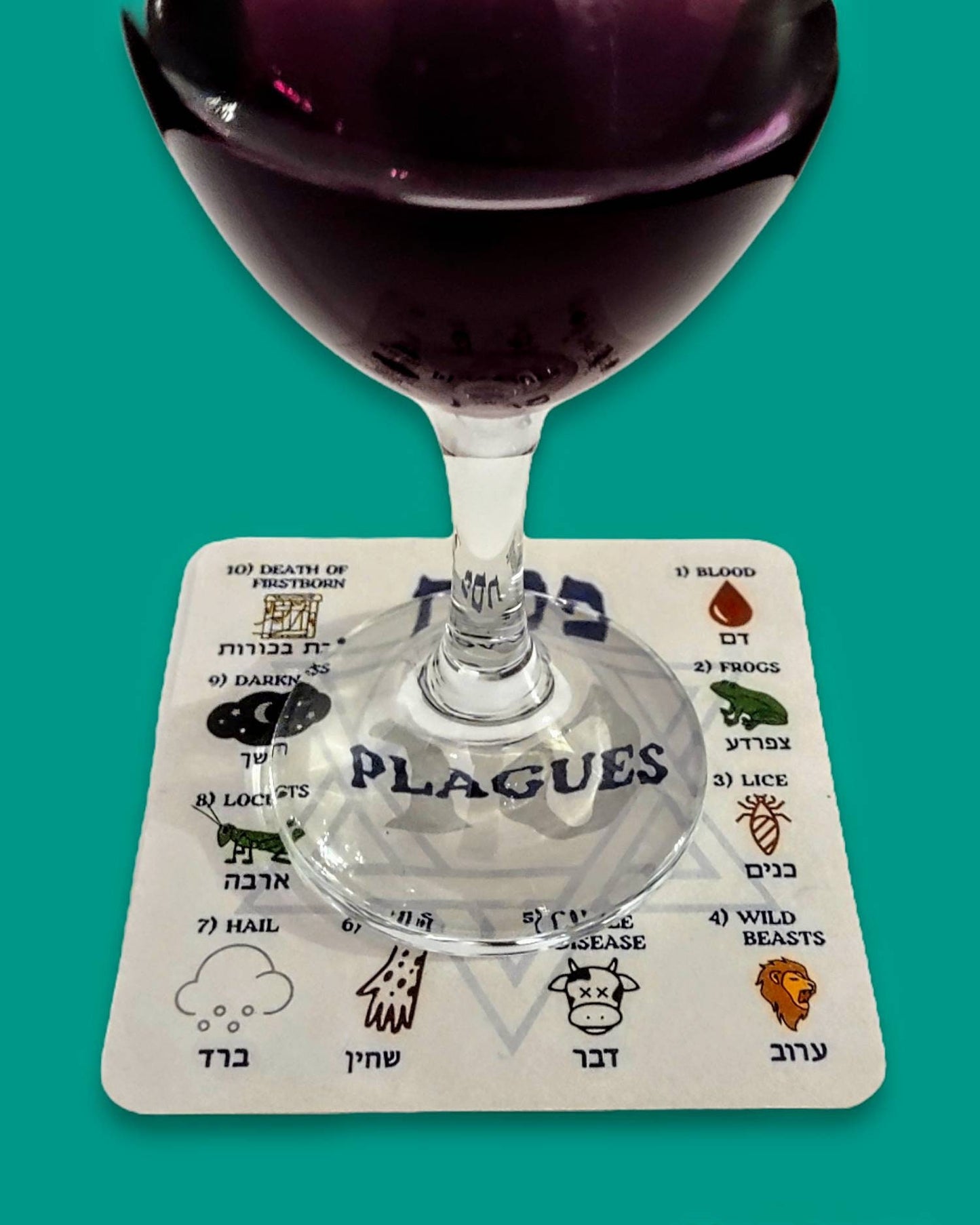 Passover Seder Ten 10 Plagues Coasters Set Jewish Judaica Pesach