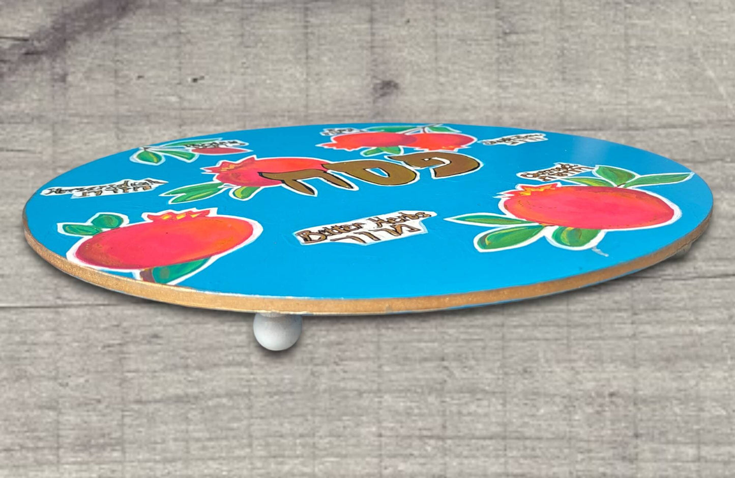 Hand-Painted Pomegranate Passover Seder Plate with Glass Bowls