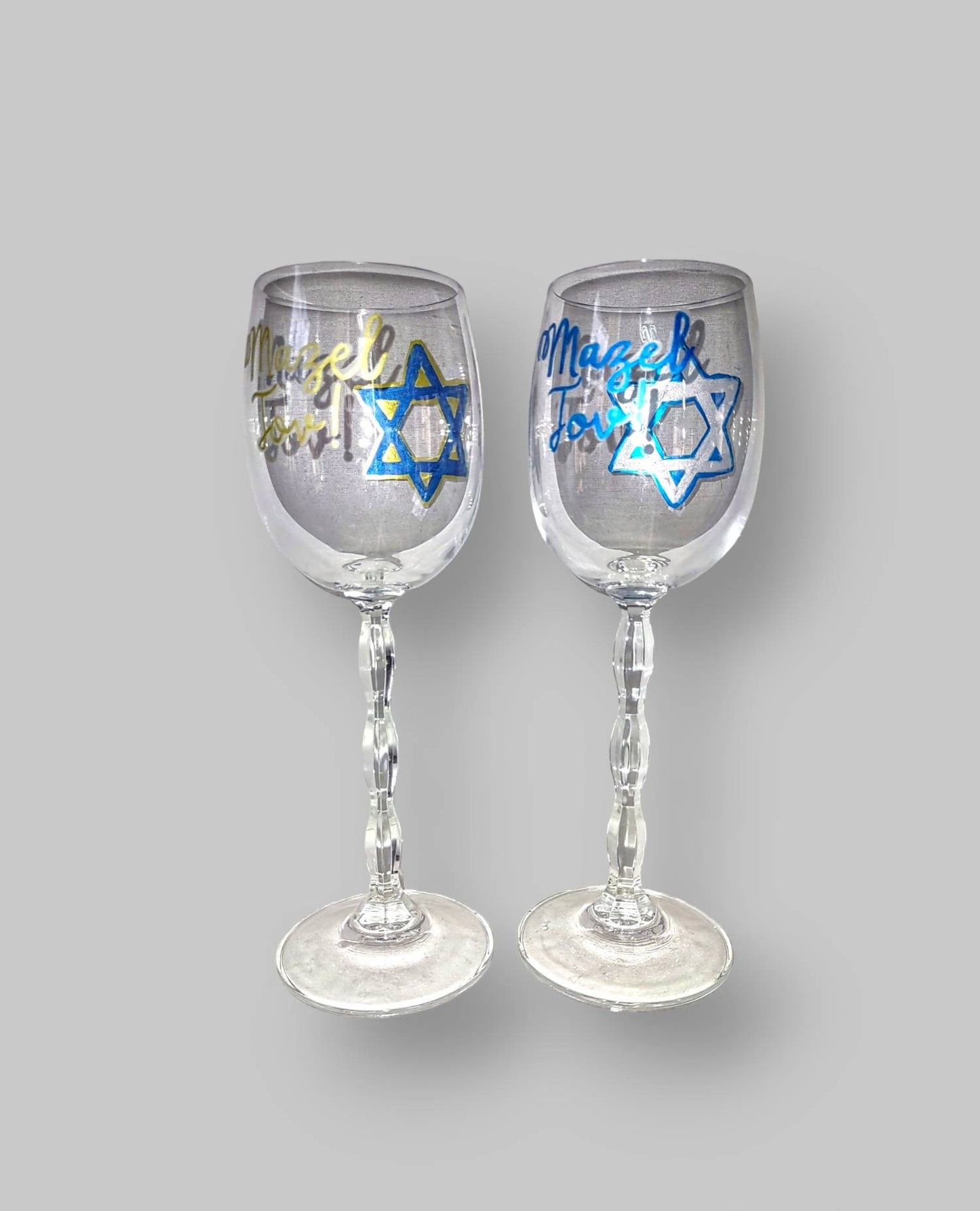 Mazel Tov L'Chayim Celebrate Wine Glass Champagne Glass Wedding Jewish Judaica