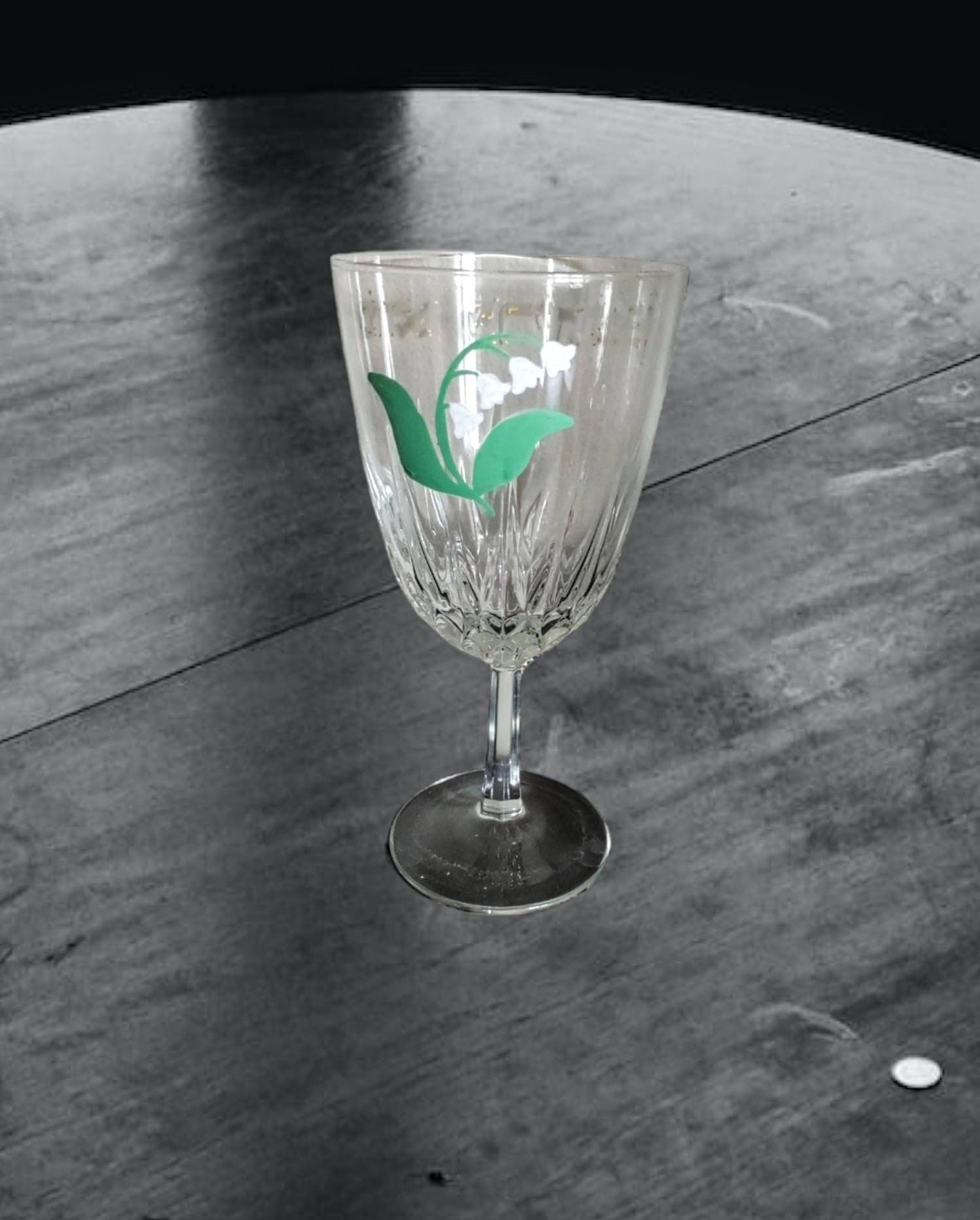 Blessing Over Wine Kiddish Cup Lilies Etched Glass Hand Painted Passover Tableware