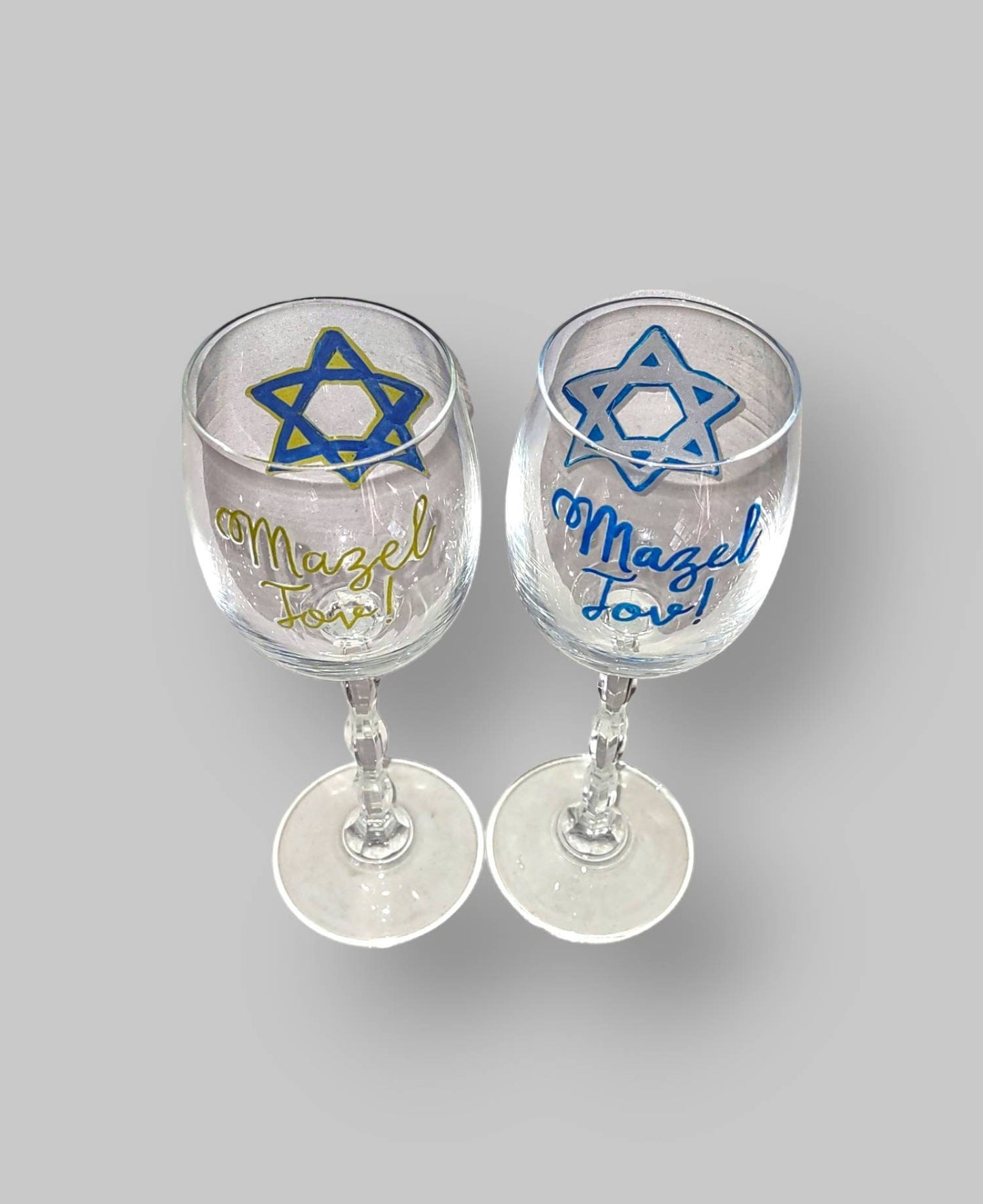 Mazel Tov L'Chayim Celebrate Wine Glass Champagne Glass Wedding Jewish Judaica