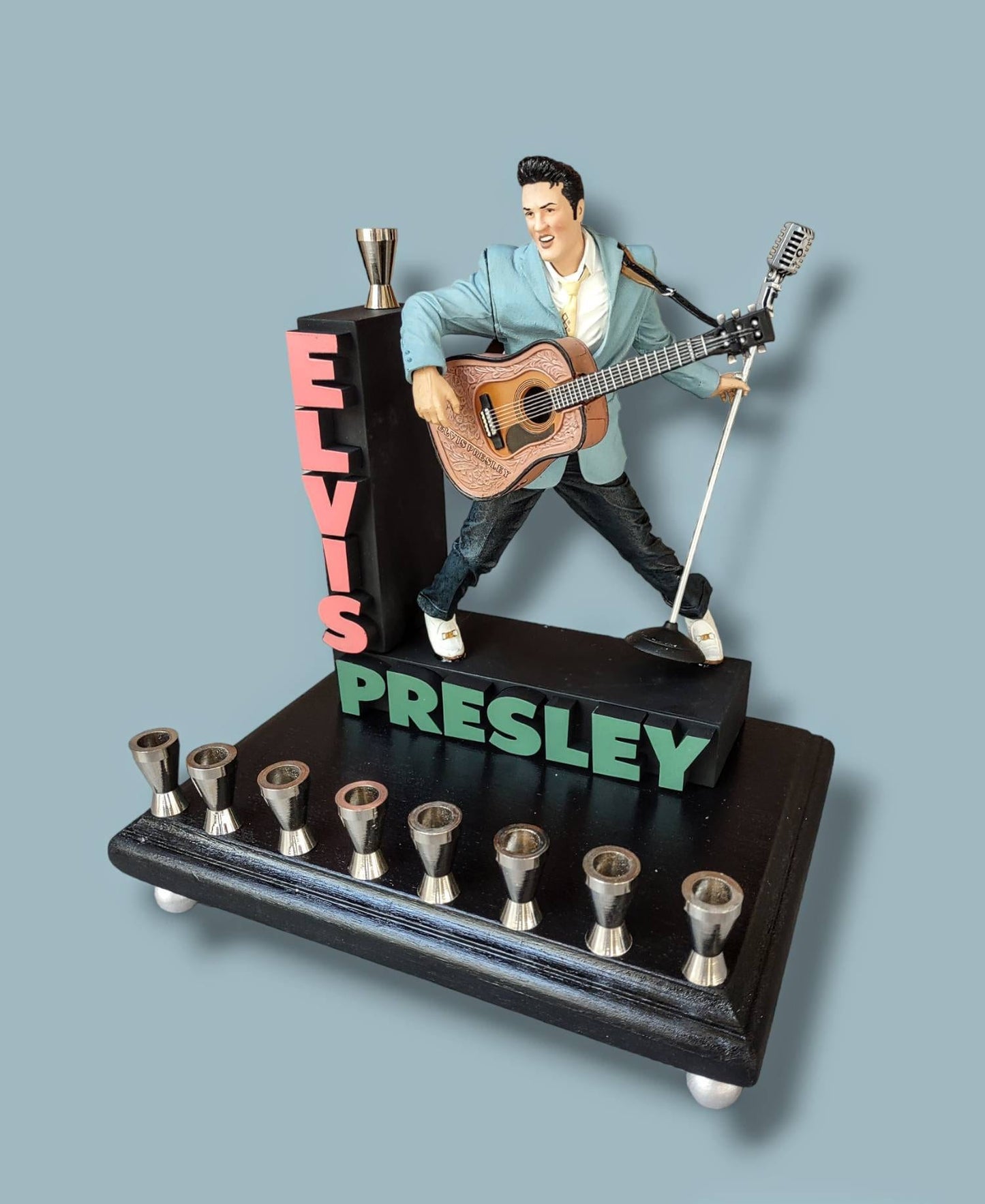 The King, Elvis Presley Collector, Hanukah Menorah Candle Holder Judaica