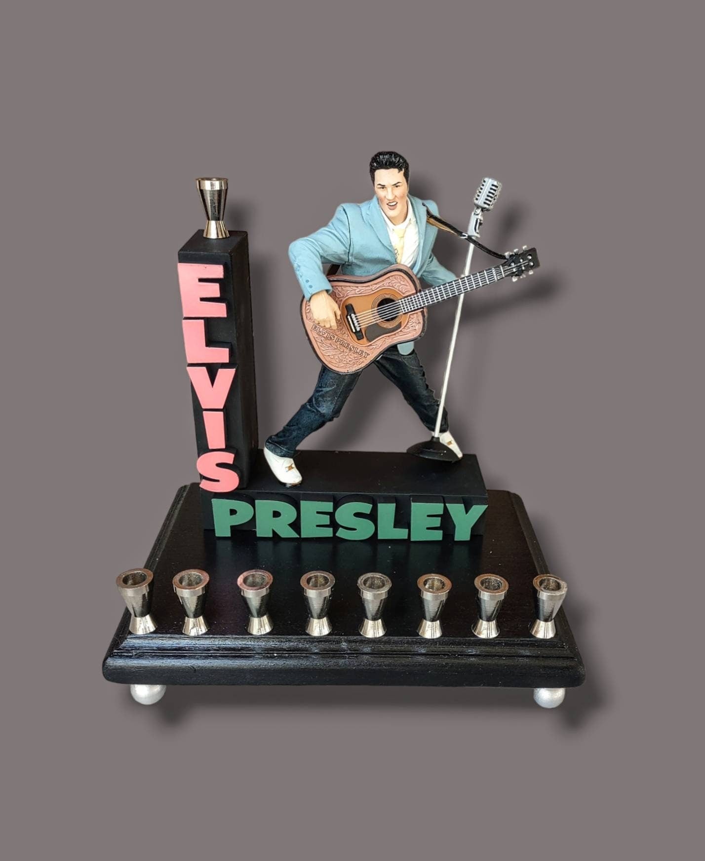 The King, Elvis Presley Collector, Hanukah Menorah Candle Holder Judaica