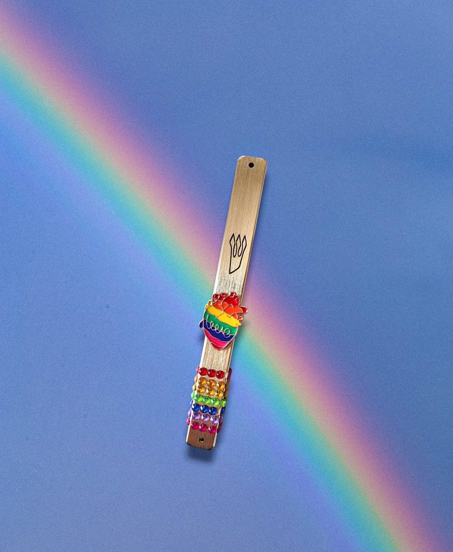 Pride Rainbow Anatomical Heart Mezuzah LGBTQ+ Mezuzah Case non-binary