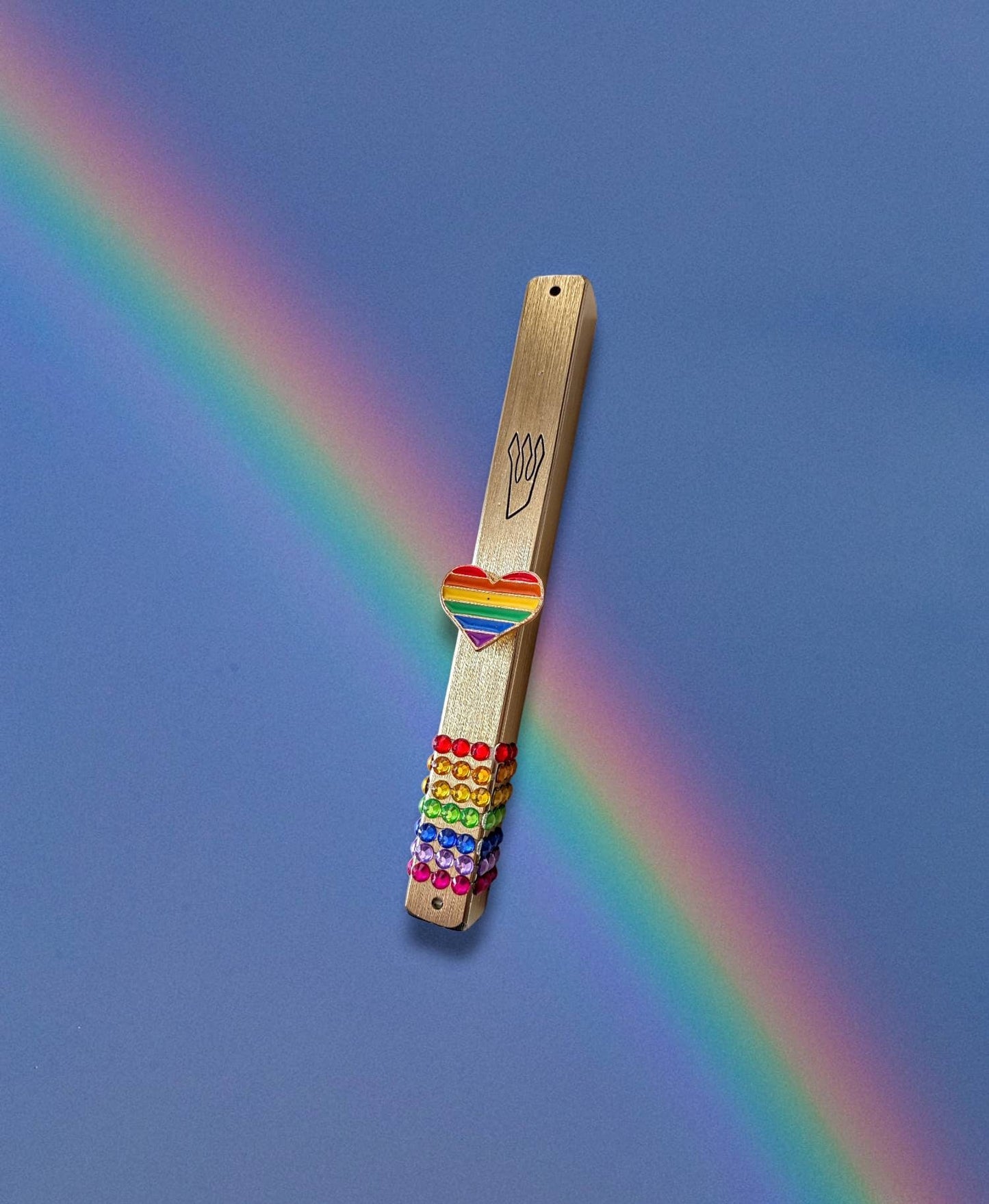 Pride Rainbow Anatomical Heart Mezuzah LGBTQ+ Mezuzah Case non-binary