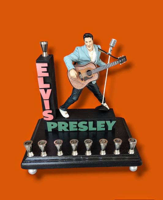 The King, Elvis Presley Collector, Hanukah Menorah Candle Holder Judaica