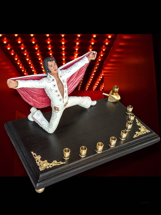 The King Elvis Presley Collector Hanukah Menorah 70's Elvis Candle Holder Judaica