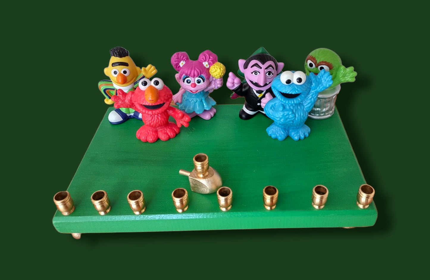 Sesame Street Menorah Hanukkah Judaica Jewish Children's Television Gift Elmo Abby Cadabby Oscar the Grouch Big Bird Snuffy Ernie Bert Count