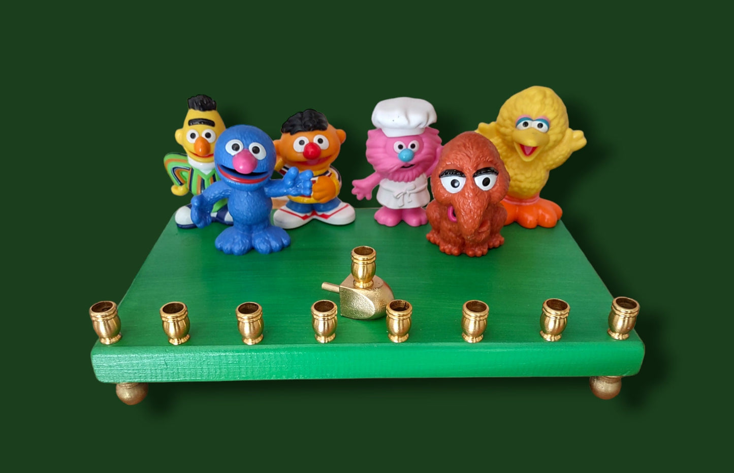Sesame Street Menorah Hanukkah Judaica Jewish Children's Television Gift Elmo Abby Cadabby Oscar the Grouch Big Bird Snuffy Ernie Bert Count