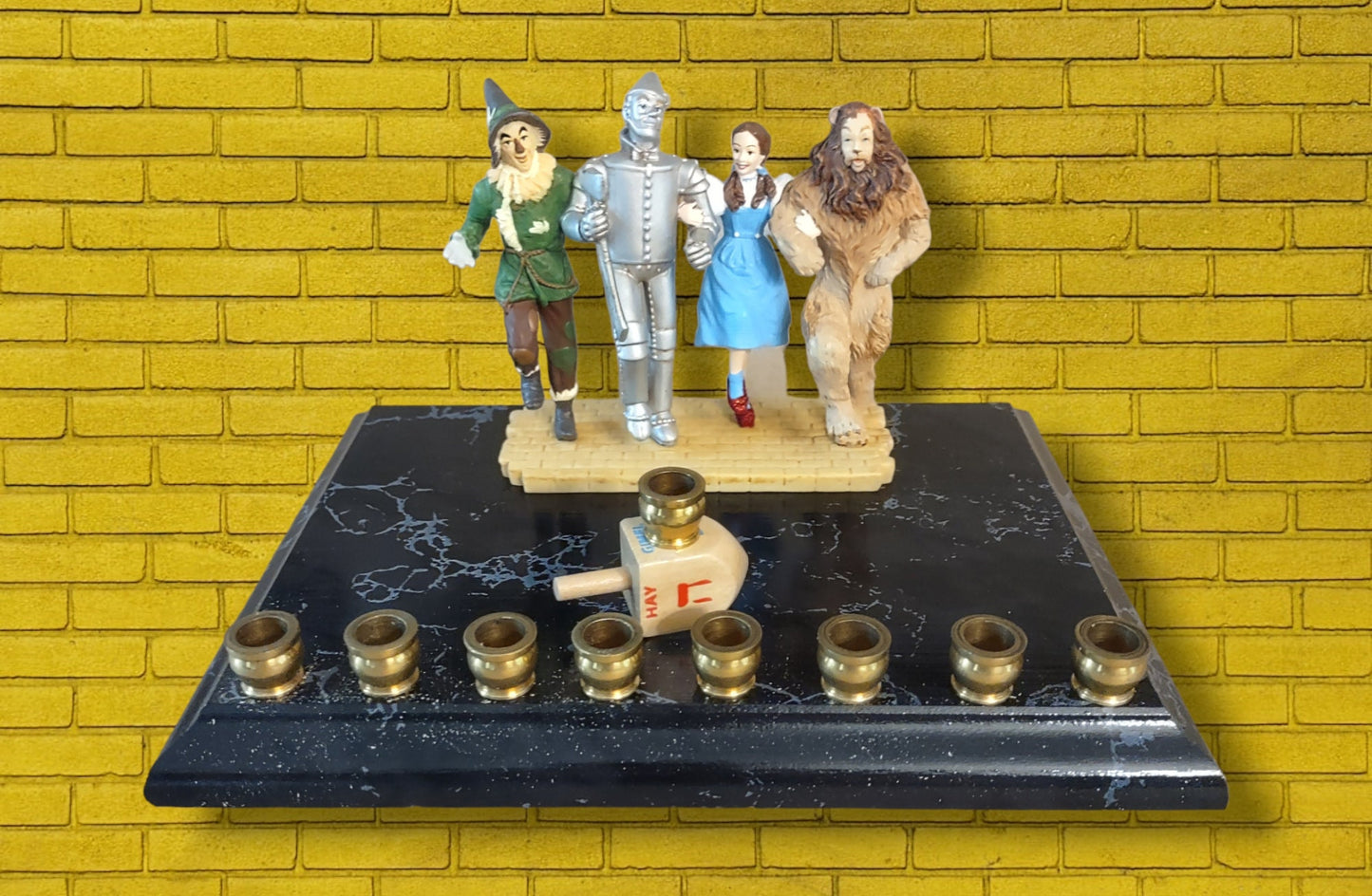 Wizard of Oz Menorah: Repurposed Resin Figures, Handmade Hanukkah Decor