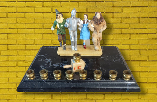 Wizard of Oz Menorah: Repurposed Resin Figures, Handmade Hanukkah Decor