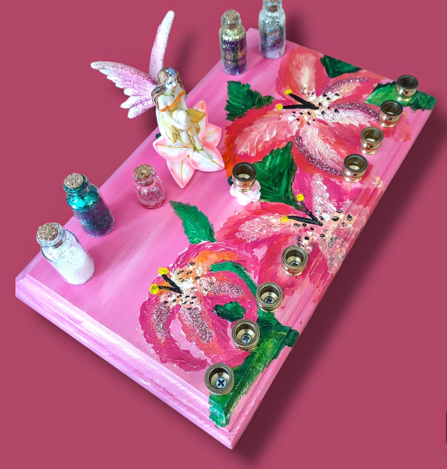 Fairy flower Menorah whimsical Judaica Jewish Hanukah gift