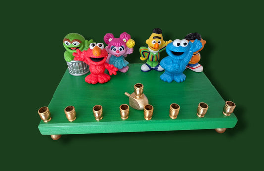 Sesame Street Menorah Hanukkah Judaica Jewish Children's Television Gift Elmo Abby Cadabby Oscar the Grouch Big Bird Snuffy Ernie Bert Count
