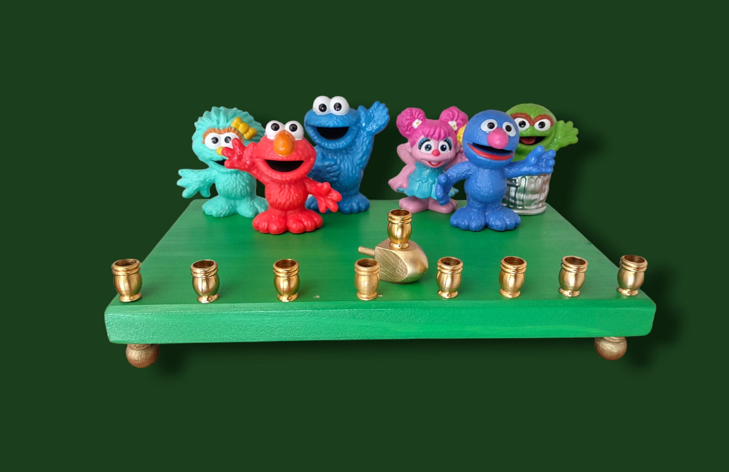 Sesame Street Menorah Hanukkah Judaica Jewish Children's Television Gift Elmo Abby Cadabby Oscar the Grouch Big Bird Snuffy Ernie Bert Count
