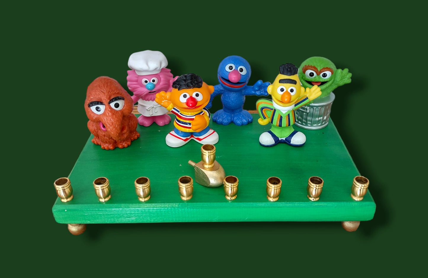 Sesame Street Menorah Hanukkah Judaica Jewish Children's Television Gift Elmo Abby Cadabby Oscar the Grouch Big Bird Snuffy Ernie Bert Count