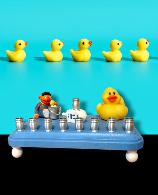 Sesame Street Rubber Ducky Menorah, Repurposed Toy Hanukkiah