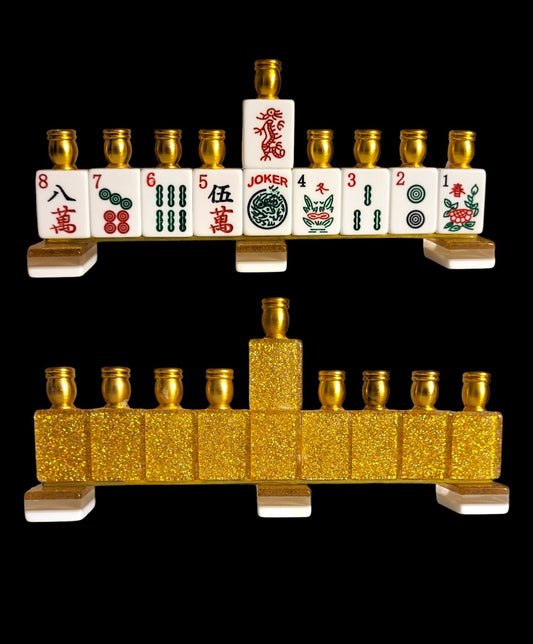 MahJong Menorah unique Repurposed Judaica Game Hanukkiah Chanukah candles Jewish