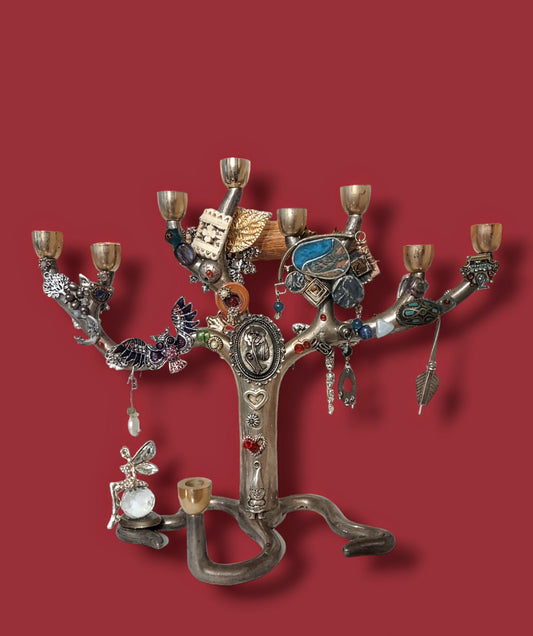 Jeweled Tree Menorah: Vintage Sandra Kravitz Design Hanukkiah