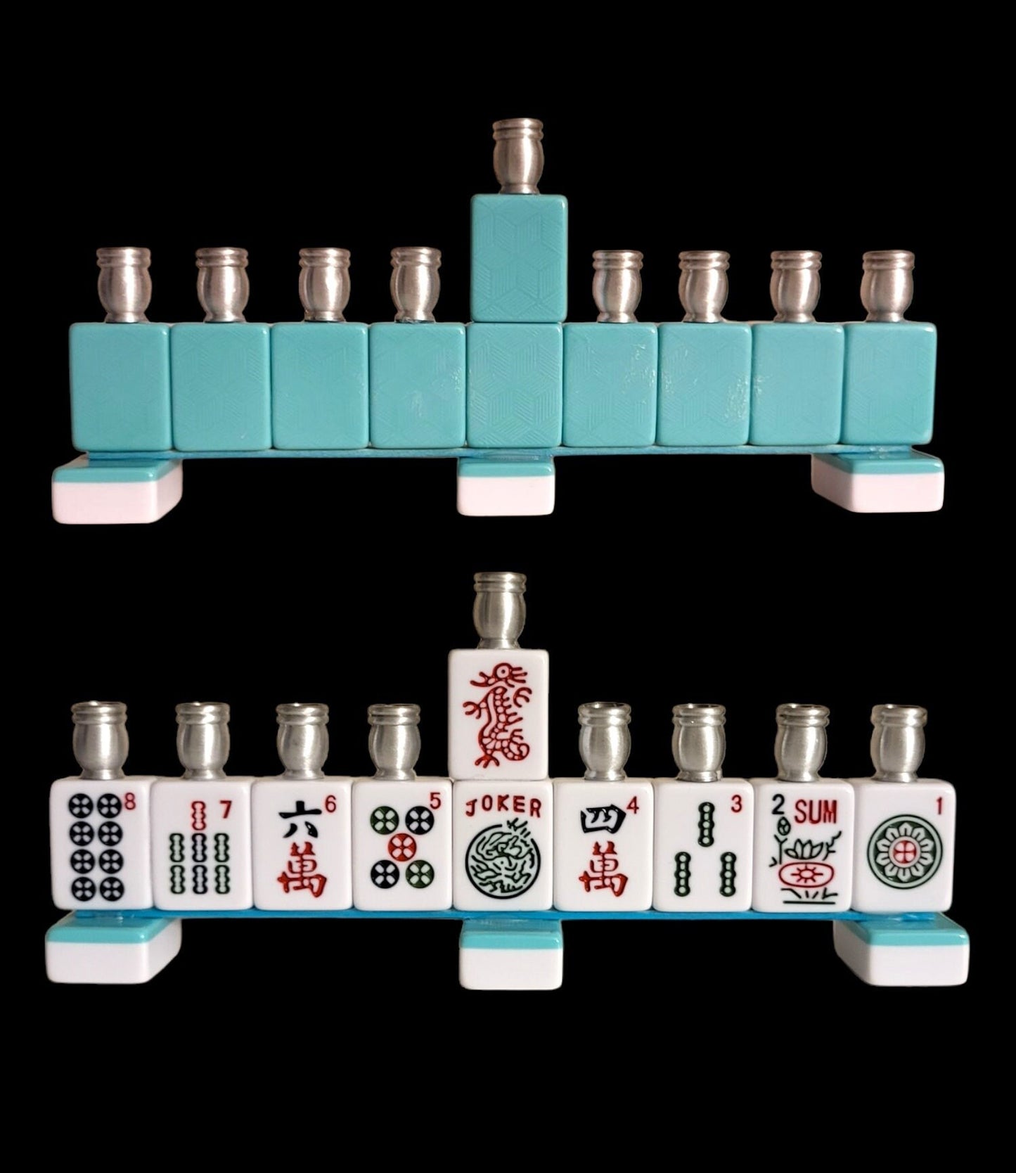 MahJong Menorah unique Repurposed Judaica Game Hanukkiah Chanukah candles Jewish