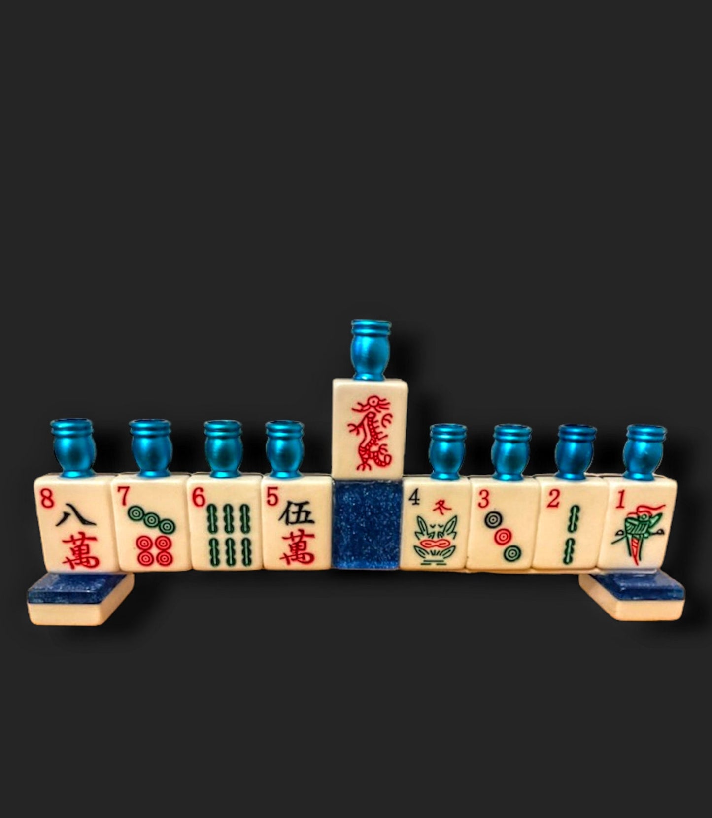 MahJong Menorah unique Repurposed Judaica Game Hanukkiah Chanukah candles Jewish