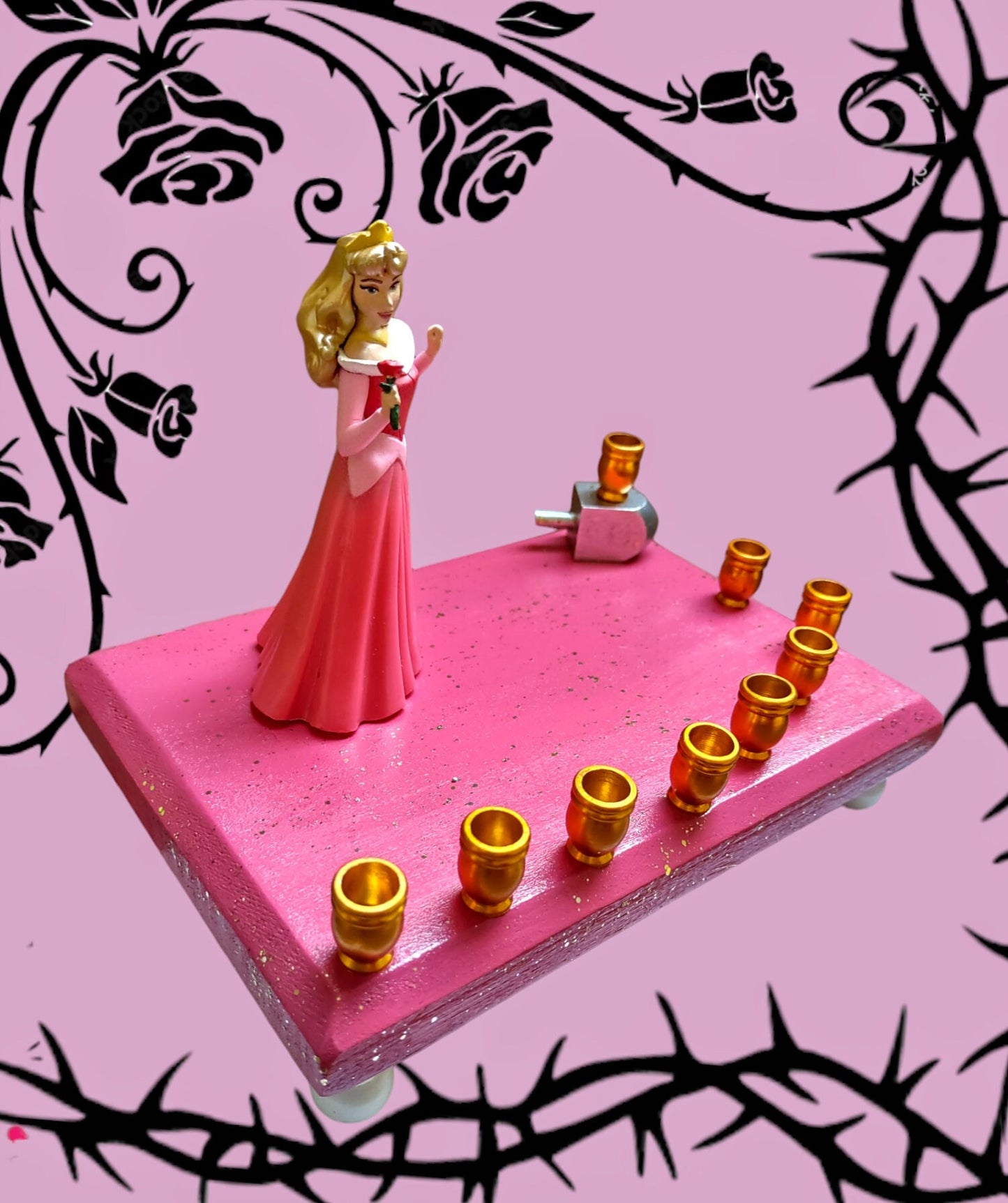 Princess Menorah Classic Disney Judaica Hannukah Sleeping Beauty Princess Aurora Rose