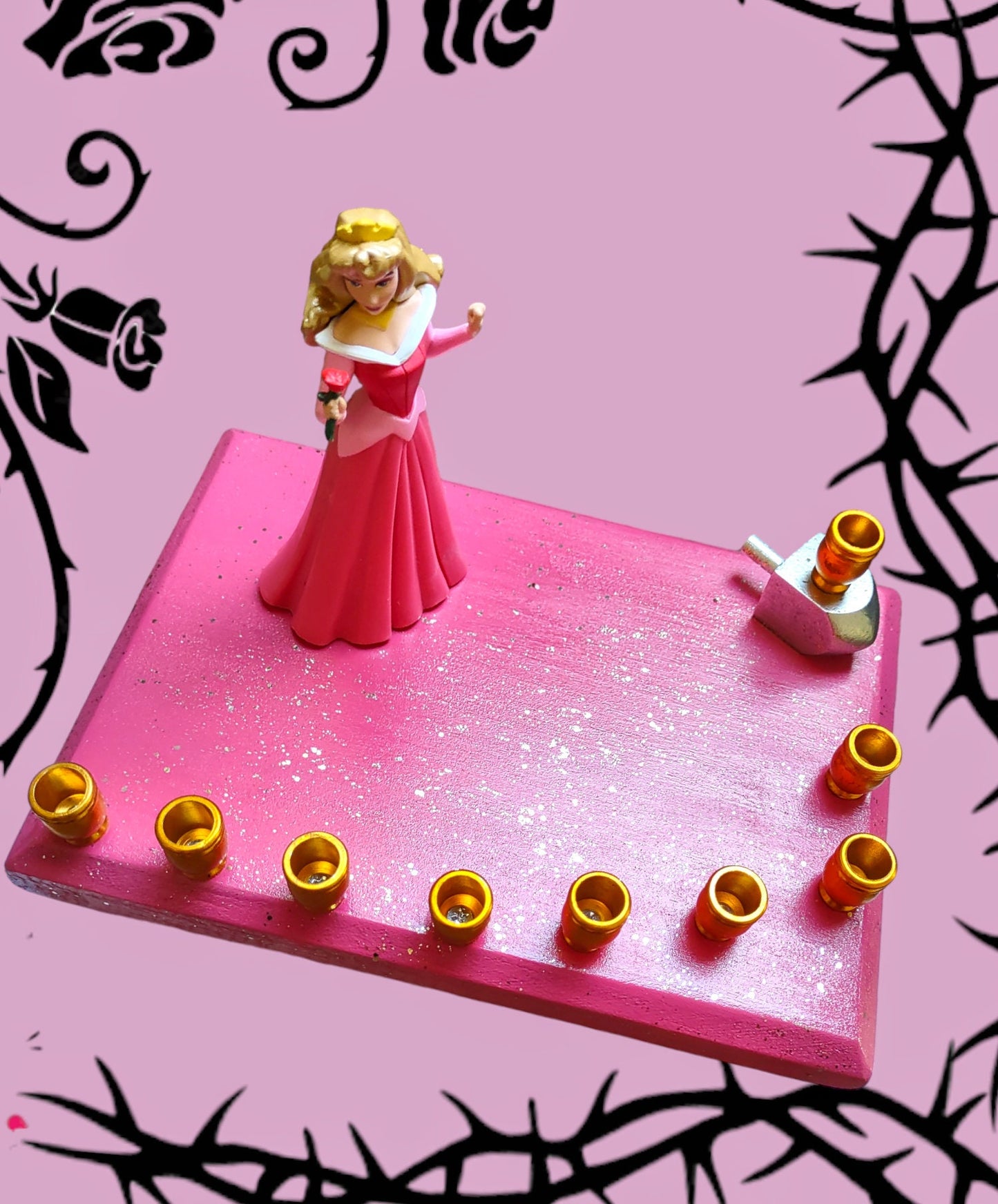 Princess Menorah Classic Disney Judaica Hannukah Sleeping Beauty Princess Aurora Rose