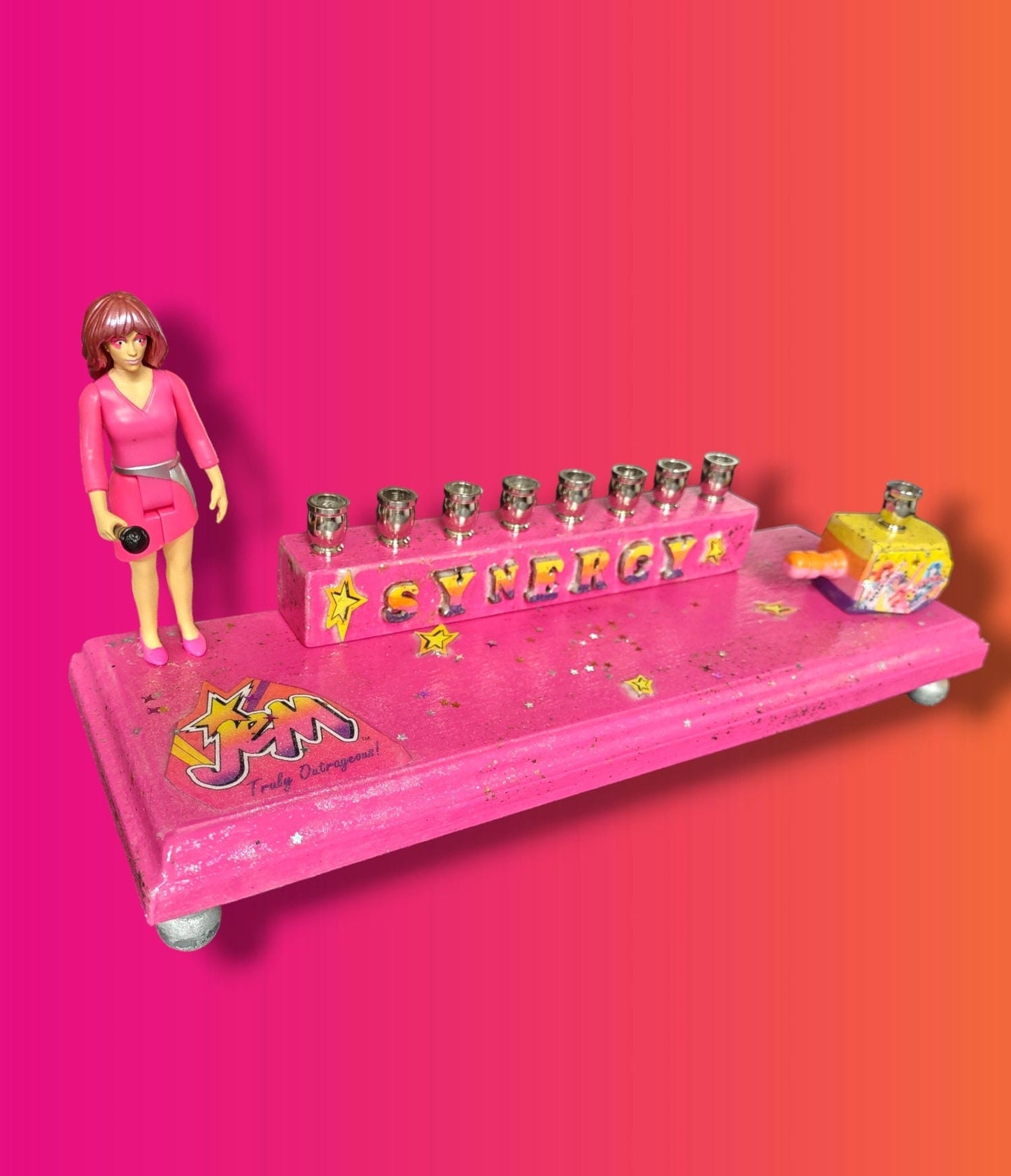 Collector Jem and the Holograms Synergy Menorah Candle Hanukkah Judaica Repurposed Jewish