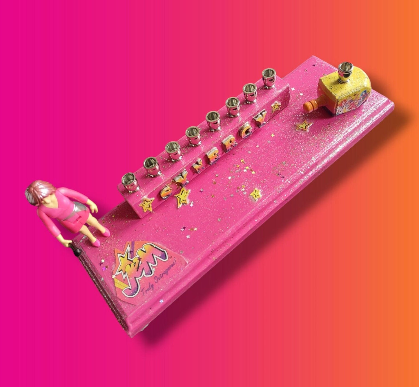 Collector Jem and the Holograms Synergy Menorah Candle Hanukkah Judaica Repurposed Jewish