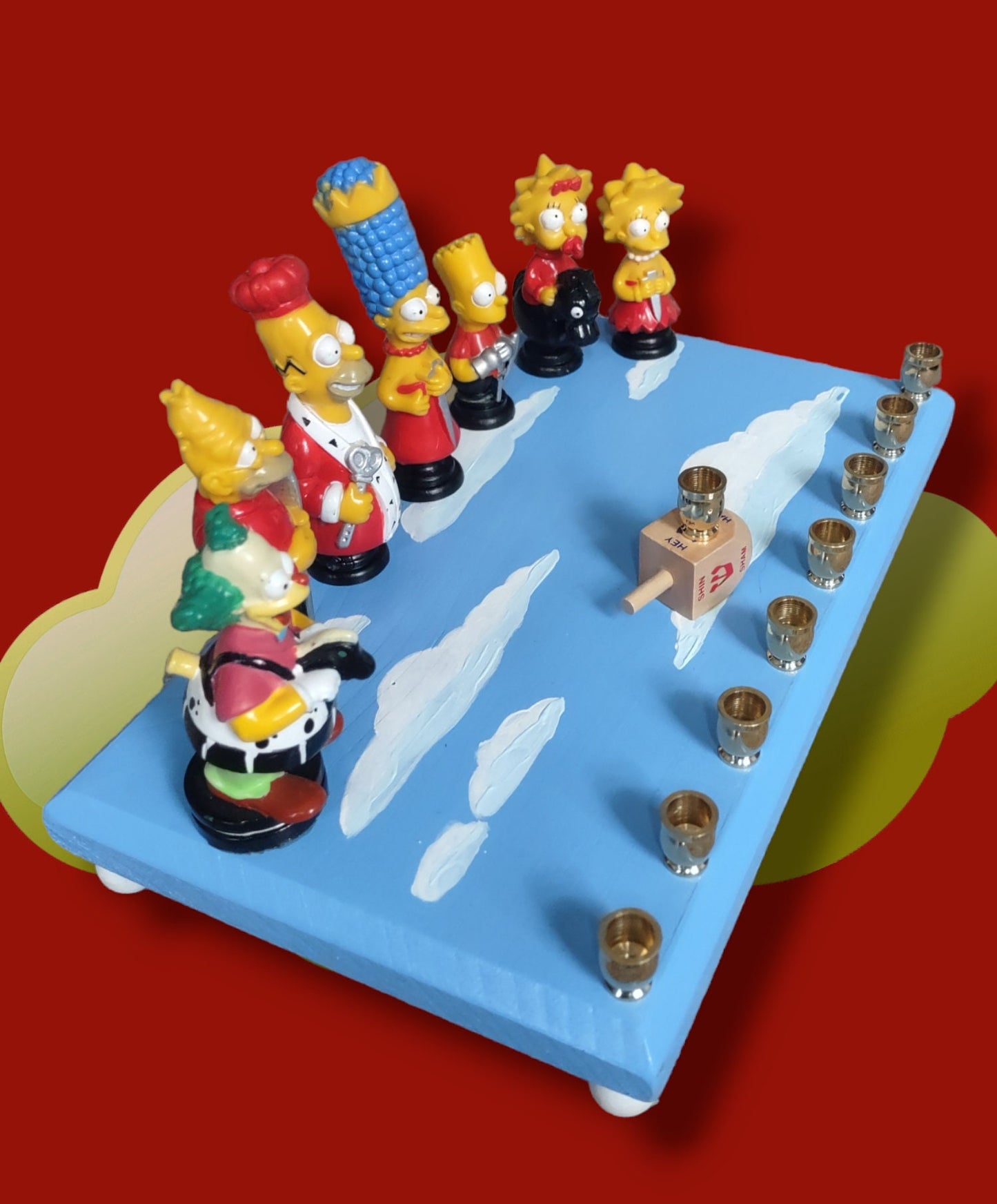 Simpsons Menorah, Repurposed Toy Hanukkiah, Handmade Judaica