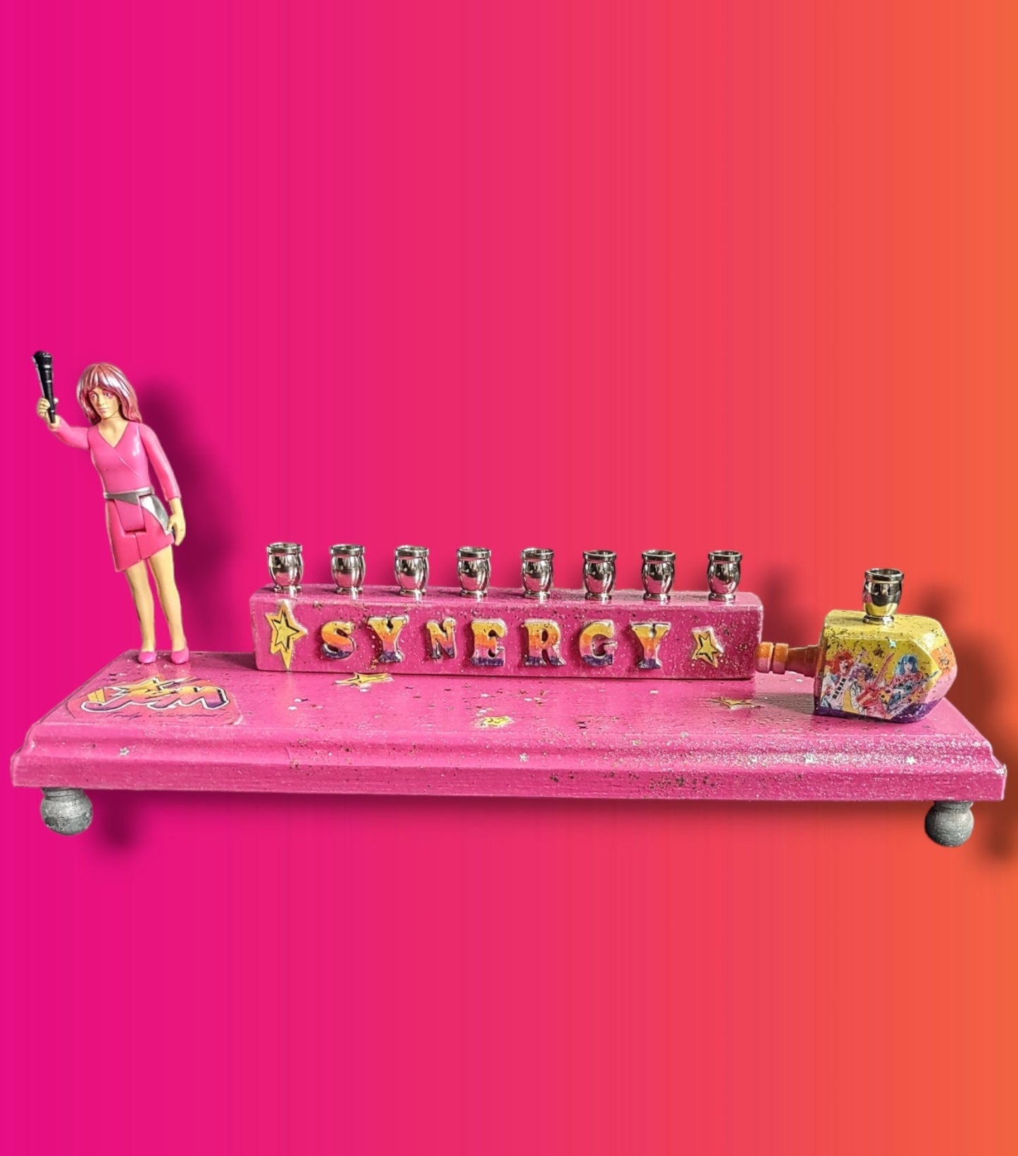Collector Jem and the Holograms Synergy Menorah Candle Hanukkah Judaica Repurposed Jewish