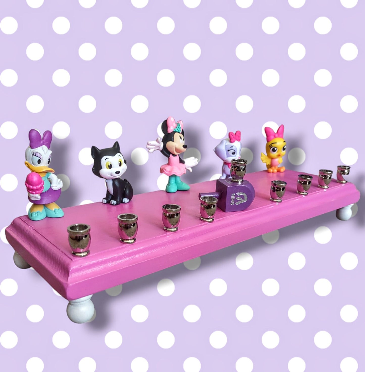 Minnie Mouse Menorah Classic Disney Judaica Hanukkiah Repurposed Daisy