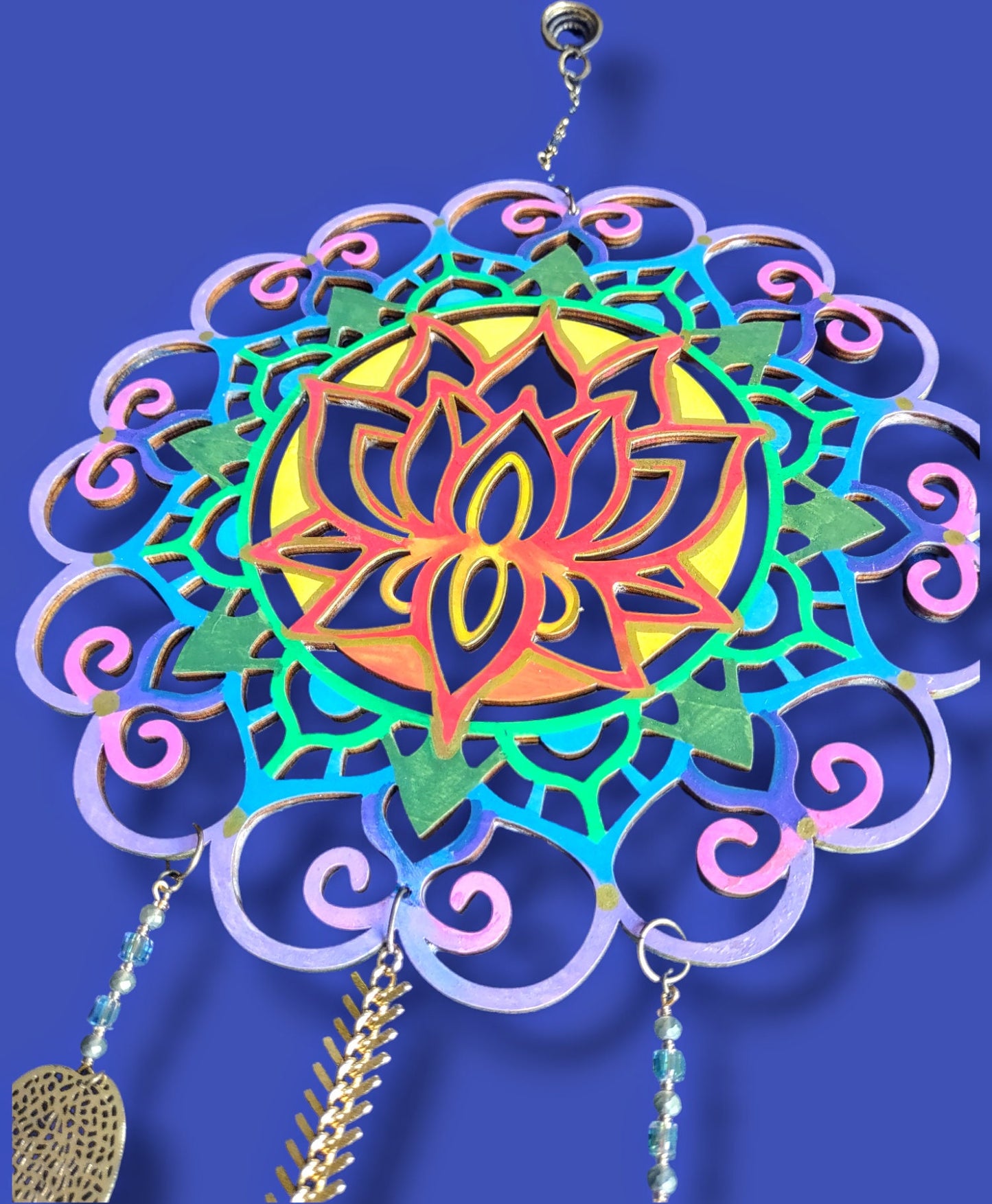 Lotus flower mandala meditation suncatcher Crystal spinning hanging decorations