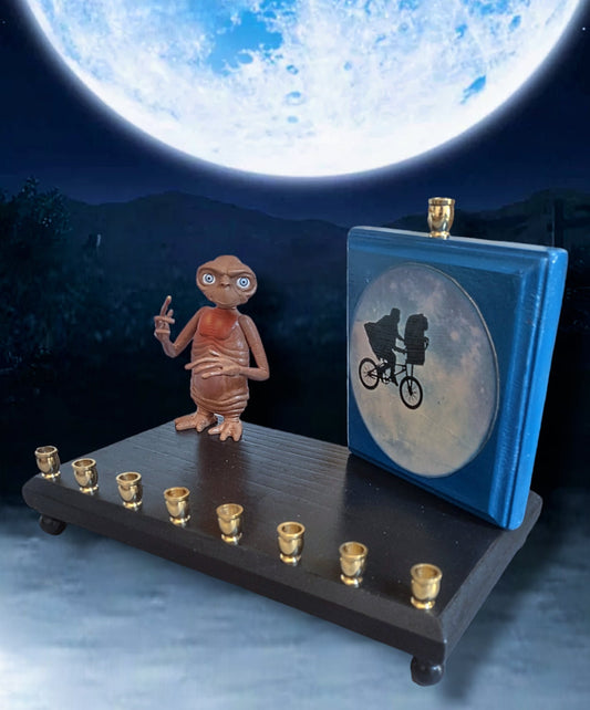 E.T. Collector's Silhouette Menorah Pop Culture Judaica Hanukkiah Repurposed Toys