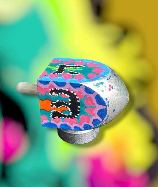 Hand Painted Neon Dreidel, Unique Hanukkah Gift
