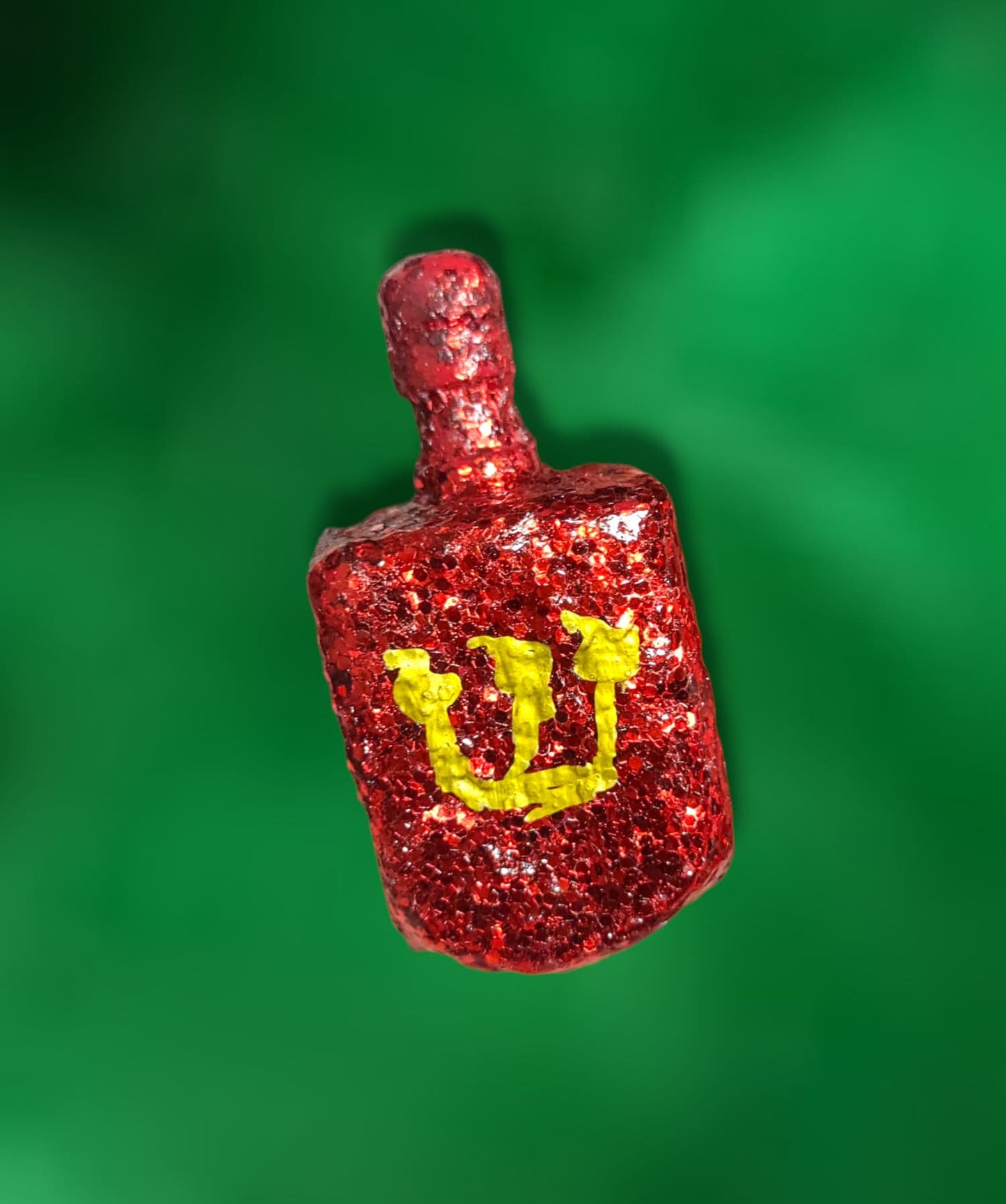 Hand Painted Ruby Glitter Dreidel, Unique Hanukkah Gift with Stand