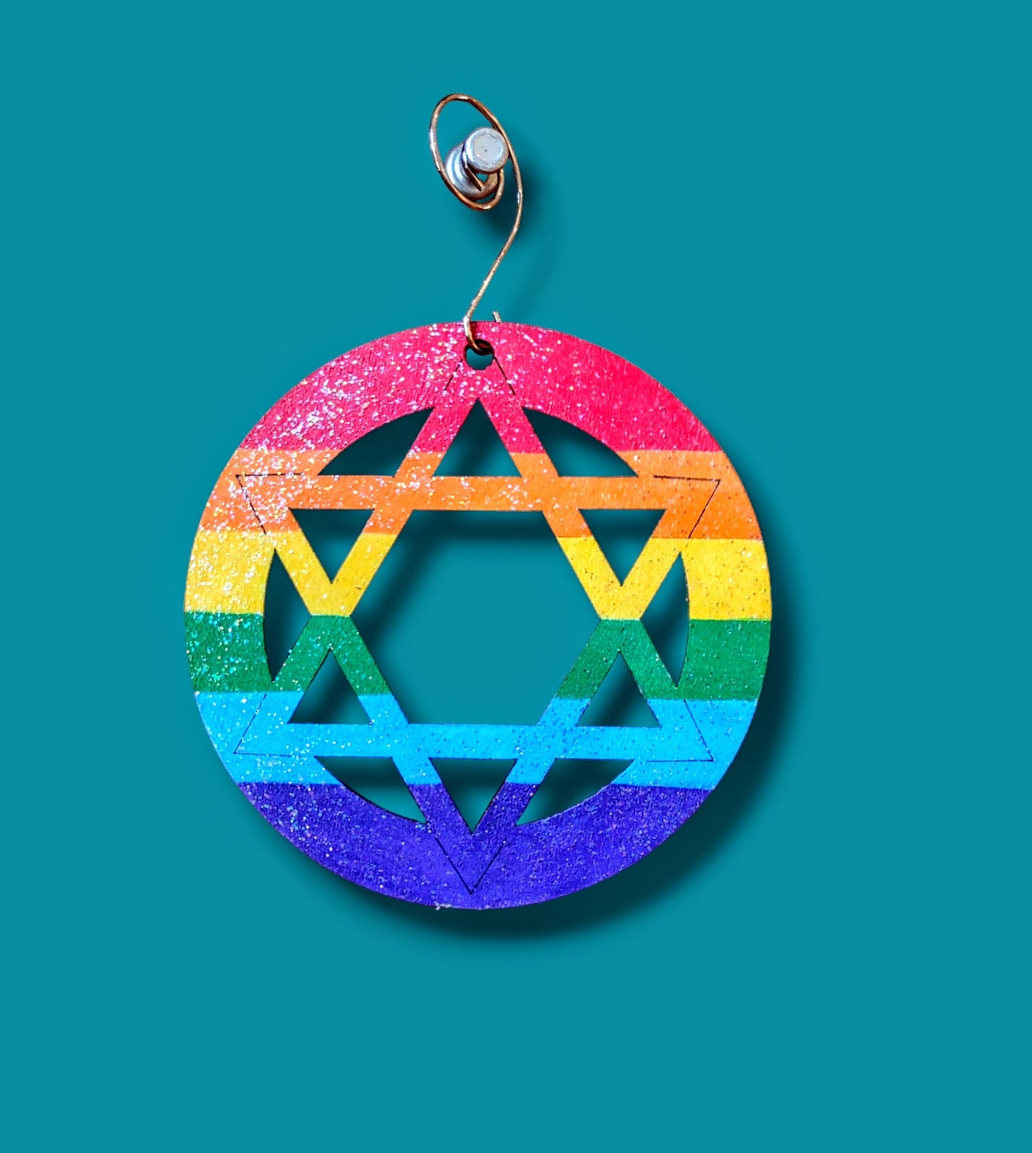Rainbow Star of David Ornament, LGBTQ Jewish Pride Decor