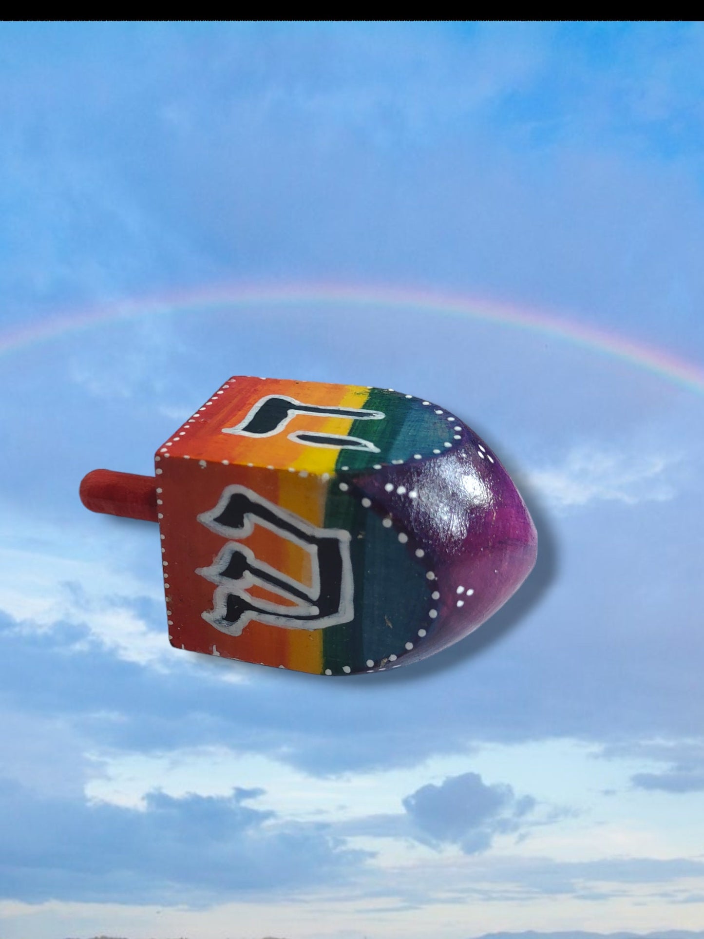 Stained Wood Rainbow Dreidel lgbtq unique Judaica gift Jewish Hanukkah