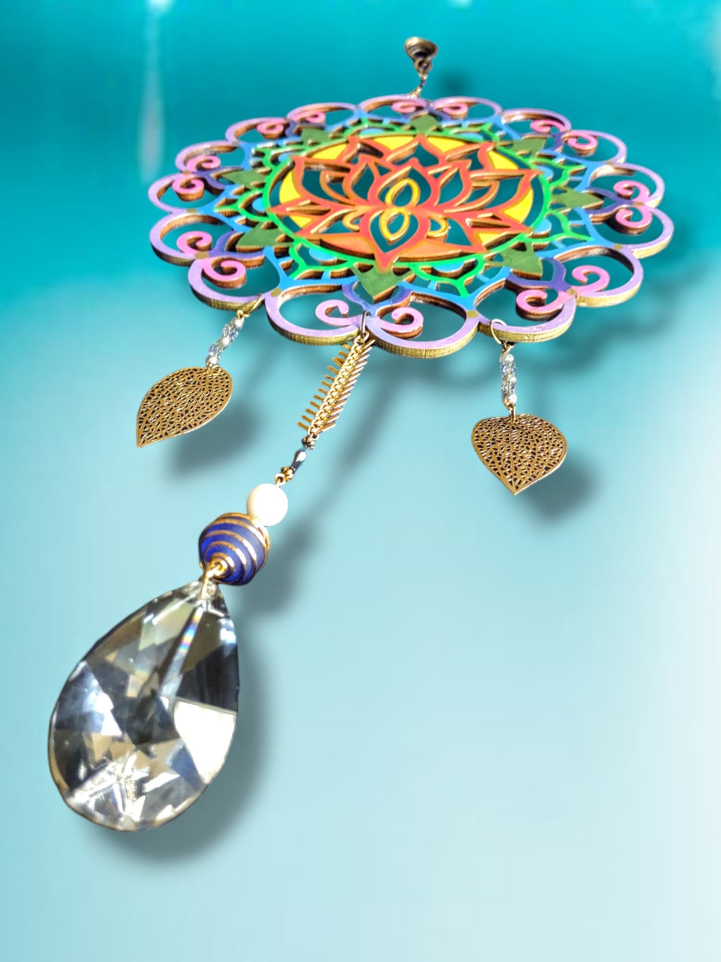 Lotus flower mandala meditation suncatcher Crystal spinning hanging decorations