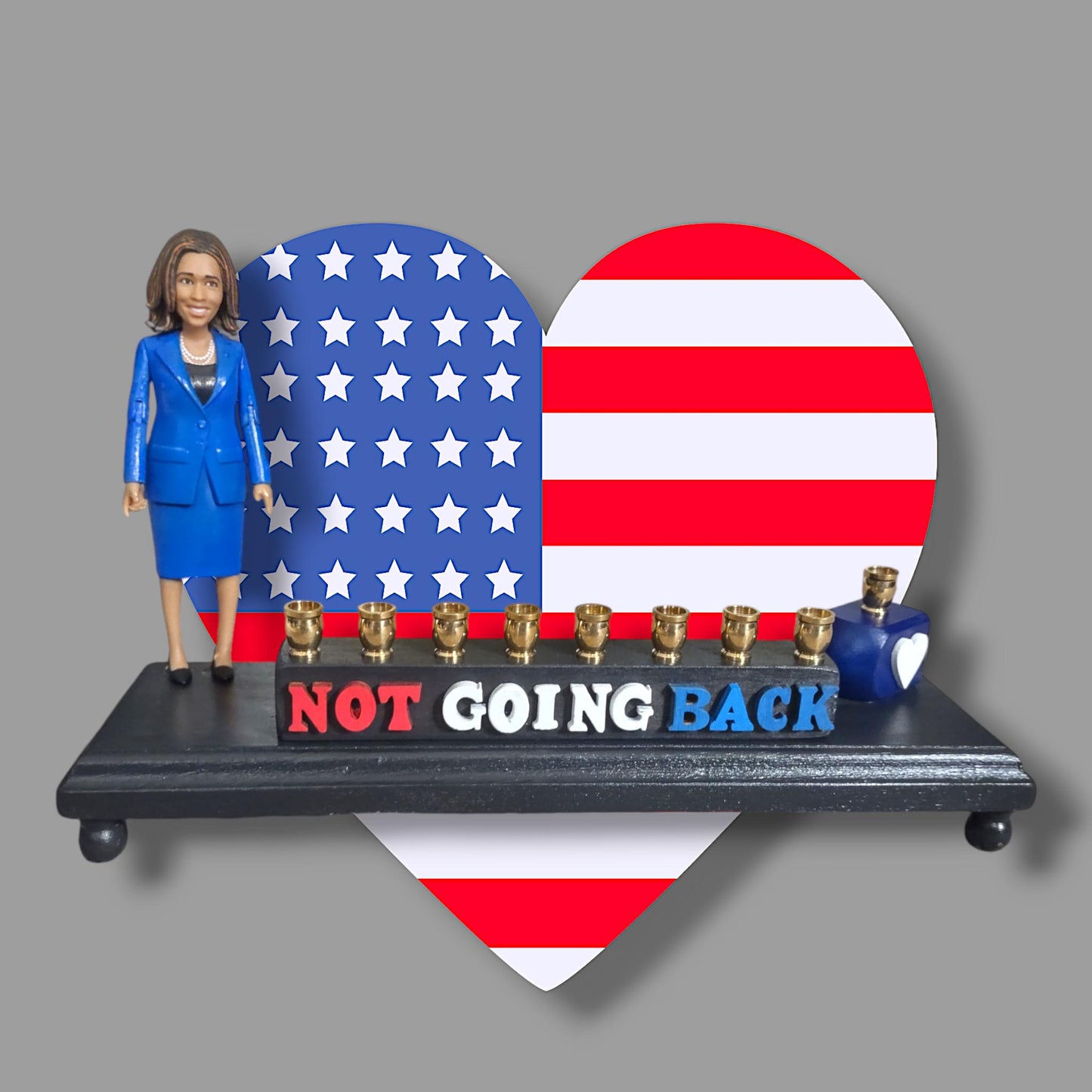 Kamala Harris Not Going Back President Menorah Candle Holder Hanukkah Judaica