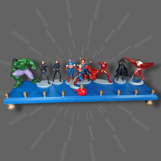 Avengers Menorah: Repurposed Superhero Action Figures, Hanukkah Judaica